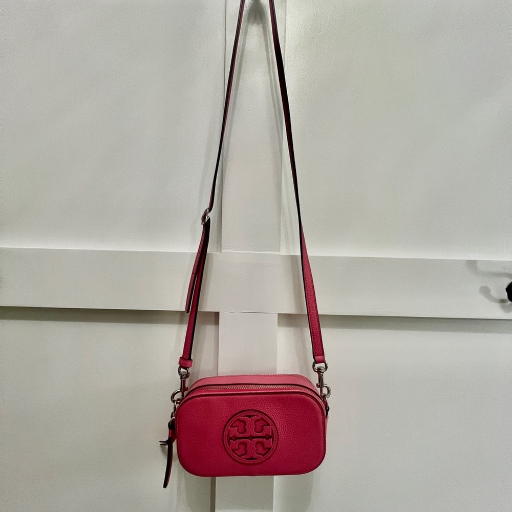 Tory Burch Pink Leather Crossbody Bag with Adjustable Strap